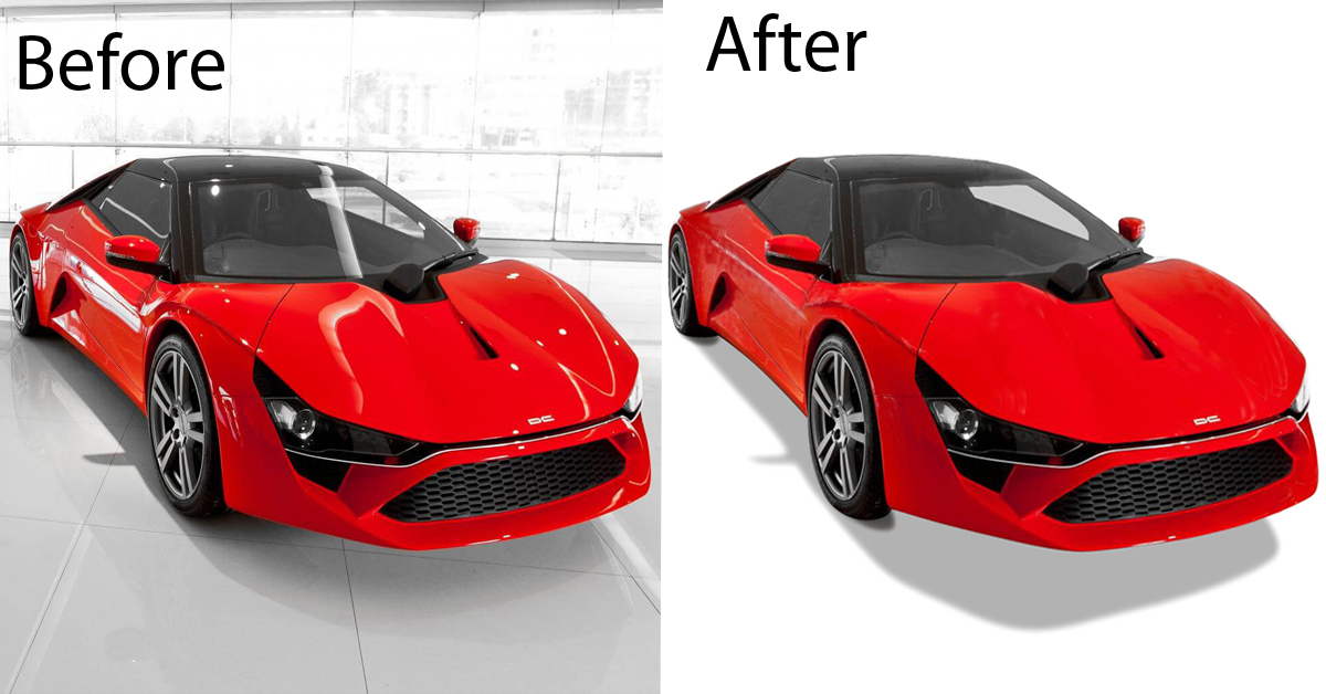Car Image Editing Service before and after red car